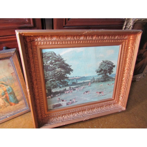 78 - Three Framed Prints Including Regency Carved Mahogany Frame Largest Approximately 16 Inches High x 2... 