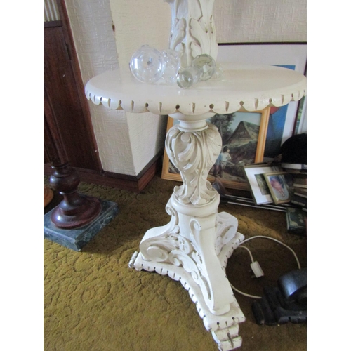 79 - Carved and Painted Torchiere Now Converted for Use as Floor Lamp Approximately 5ft 6 Inches High