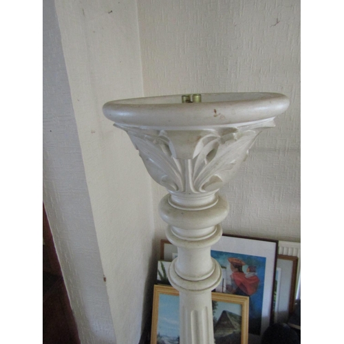 79 - Carved and Painted Torchiere Now Converted for Use as Floor Lamp Approximately 5ft 6 Inches High