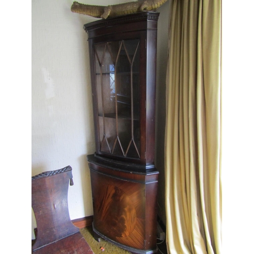 85 - Figured Mahogany Single Door Astral Glazed Corner Cabinet Approximately 6ft 4 Inches High x 18 Inche... 