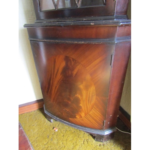 85 - Figured Mahogany Single Door Astral Glazed Corner Cabinet Approximately 6ft 4 Inches High x 18 Inche... 