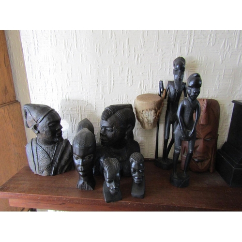 87 - Collection of Various Carved Ebony African Tribal Items Quantity As Photographed Tallest Approximate... 