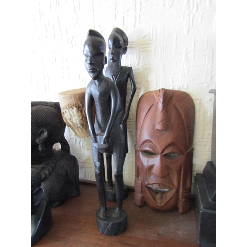 87 - Collection of Various Carved Ebony African Tribal Items Quantity As Photographed Tallest Approximate... 