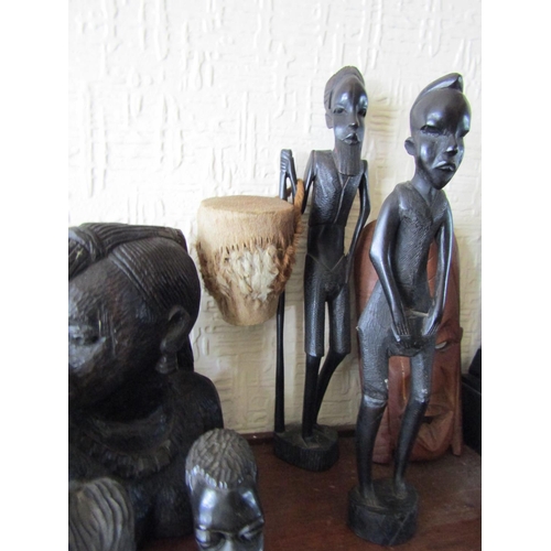 87 - Collection of Various Carved Ebony African Tribal Items Quantity As Photographed Tallest Approximate... 