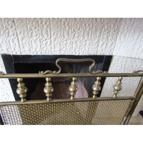 89 - Antique Cast Brass Tri Part Fire Place Spark Guard Extending to Approximately 30 Inches x 29 Inches ... 