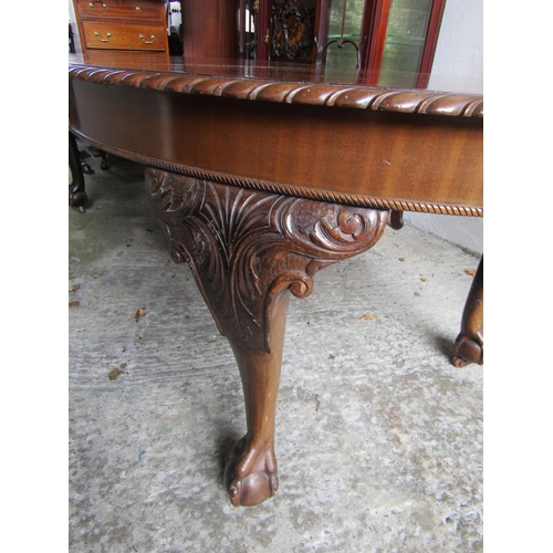 9 - Victorian Mahogany Chippendale Dining Room Table with Two Extra Leaves and Winder Extending to Appro... 