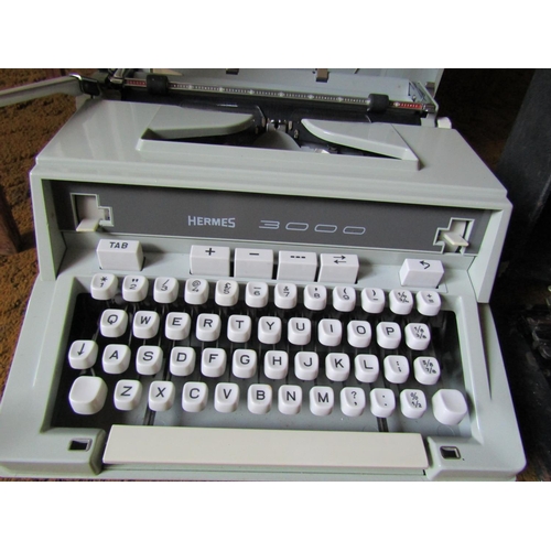 98 - Two Old Typewriters Including One by Hermes with Travel Carry Case Working Order