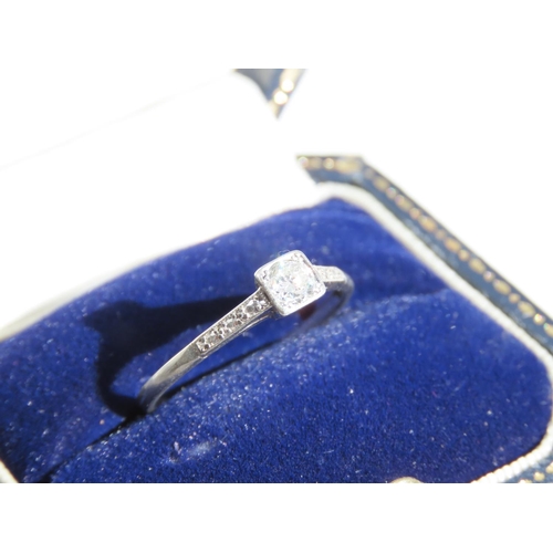 113 - Platinum Set Diamond Ladies Solitaire Ring Mounted on Platinum Band Ring Size P and a Half