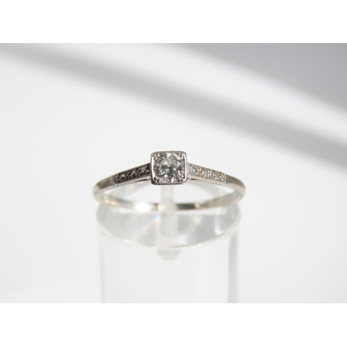 113 - Platinum Set Diamond Ladies Solitaire Ring Mounted on Platinum Band Ring Size P and a Half