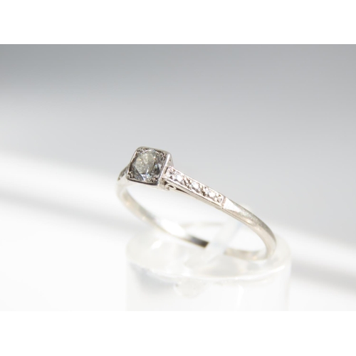 113 - Platinum Set Diamond Ladies Solitaire Ring Mounted on Platinum Band Ring Size P and a Half