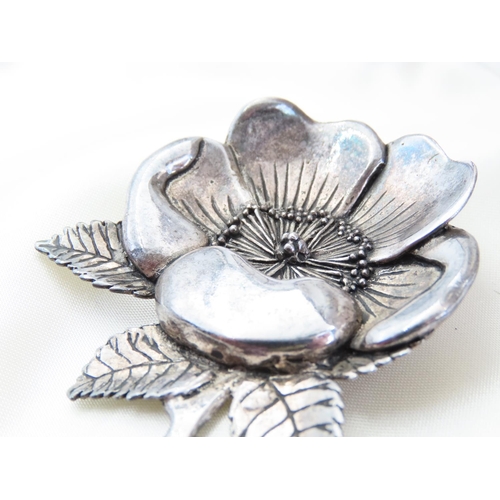 171 - Vintage Silver Ladies Brooch Floral Motif 6.5cm High