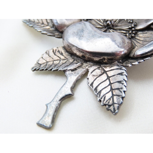 171 - Vintage Silver Ladies Brooch Floral Motif 6.5cm High