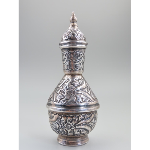 178 - Unusual Persian Vase with Original Cover Yellow Metal Silver Content Approximatelyimately 12cm High