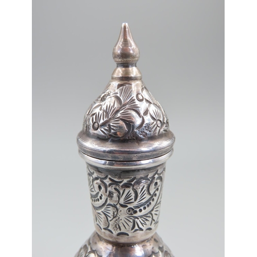 178 - Unusual Persian Vase with Original Cover Yellow Metal Silver Content Approximatelyimately 12cm High