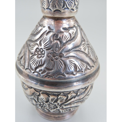 178 - Unusual Persian Vase with Original Cover Yellow Metal Silver Content Approximatelyimately 12cm High