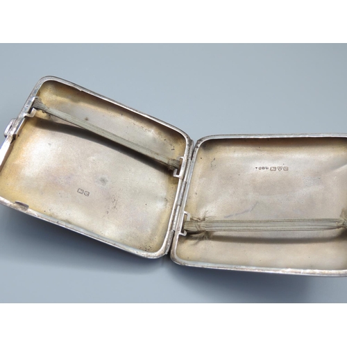 180 - George V Silver Cigarette Case Hinged Cover with Engine Turned Decoration Hallmarked 1930 9cm Wide