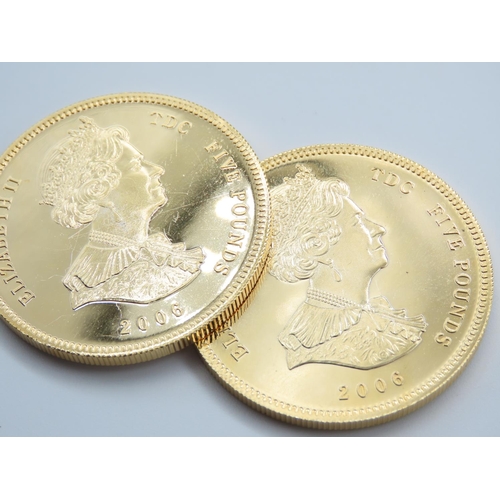 188 - Two Commemorative Queen Elizabeth Coins Silver with 24 Carat Gold Detailing Further Decoration to Ve... 