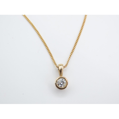 192 - Diamond Solitaire Pendant Necklace Set in 9 Carat Yellow Gold Mounted on 9 Carat Yellow Gold Chain 5... 