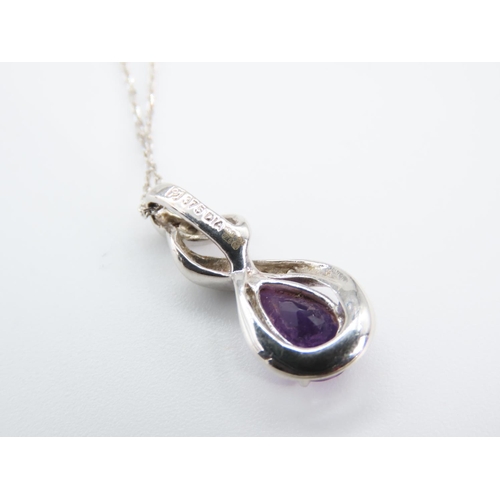 194 - Amethyst and Diamond Pendant Necklace Set in 9 Carat White Gold Further Set on 9 Carat White Gold Ch... 