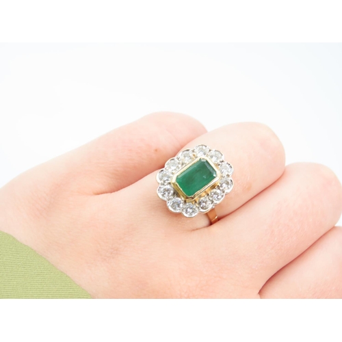 197 - Emerald and Diamond Ladies Cluster Ring Mounted on 18 Carat Yellow Gold Band Diamond of High Colour ... 