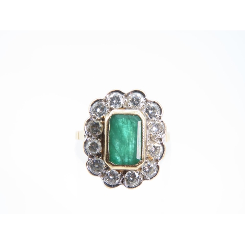 197 - Emerald and Diamond Ladies Cluster Ring Mounted on 18 Carat Yellow Gold Band Diamond of High Colour ... 