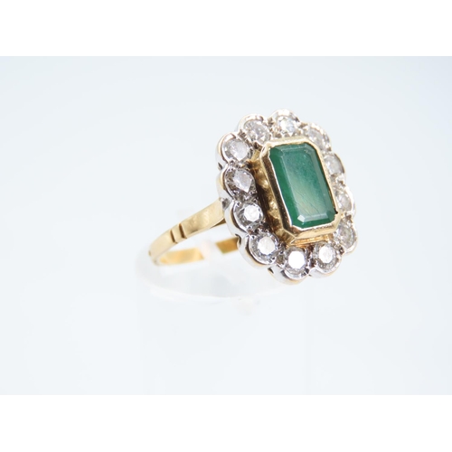 197 - Emerald and Diamond Ladies Cluster Ring Mounted on 18 Carat Yellow Gold Band Diamond of High Colour ... 