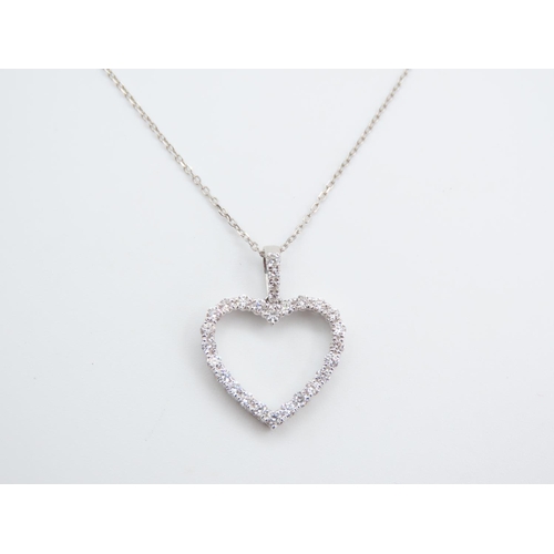 199 - Heart Motif Diamond Set Ladies Pendant Necklace Set in 18 Carat White Gold Mounted on 18 Carat White... 