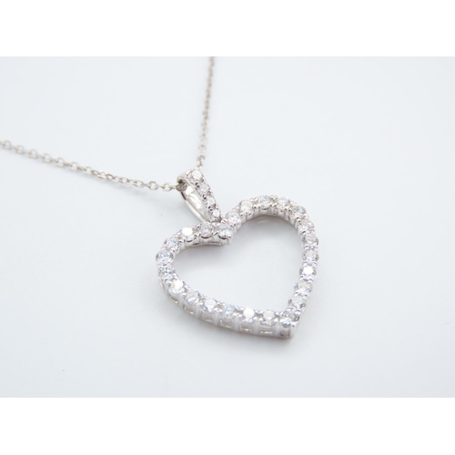 199 - Heart Motif Diamond Set Ladies Pendant Necklace Set in 18 Carat White Gold Mounted on 18 Carat White... 