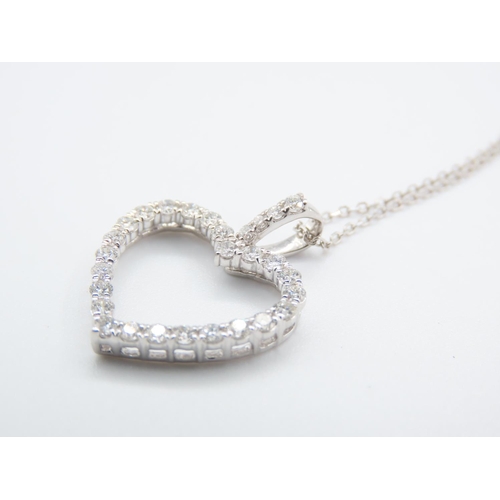 199 - Heart Motif Diamond Set Ladies Pendant Necklace Set in 18 Carat White Gold Mounted on 18 Carat White... 