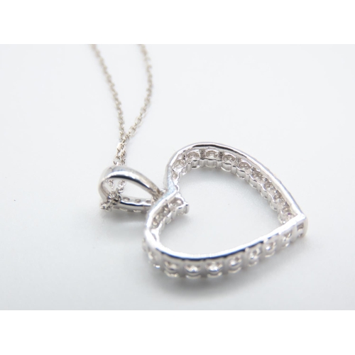 199 - Heart Motif Diamond Set Ladies Pendant Necklace Set in 18 Carat White Gold Mounted on 18 Carat White... 