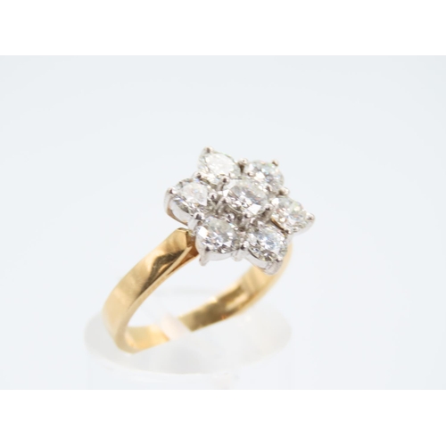 201 - Seven Stone Diamond Cluster Ring Mounted on 18 Carat Yellow Gold Band Ring Size M Diamonds of Attrac... 