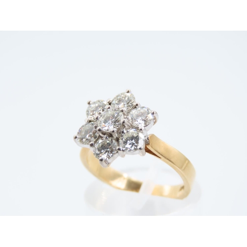 201 - Seven Stone Diamond Cluster Ring Mounted on 18 Carat Yellow Gold Band Ring Size M Diamonds of Attrac... 