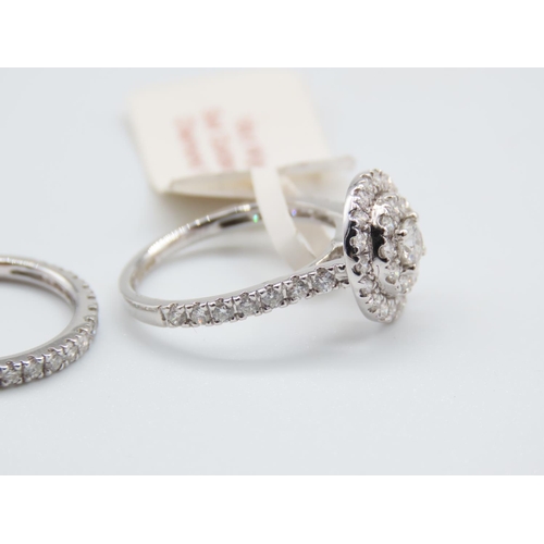 213 - Goldsmiths Diamond Cluster Ring and Diamond Half Eternity Ring Mounted on 18 Carat White Gold Ring S... 