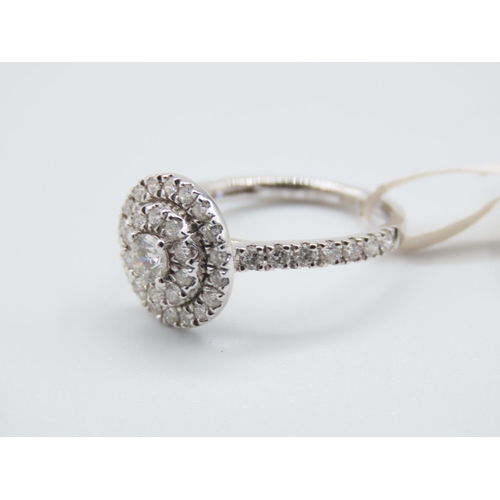 213 - Goldsmiths Diamond Cluster Ring and Diamond Half Eternity Ring Mounted on 18 Carat White Gold Ring S... 