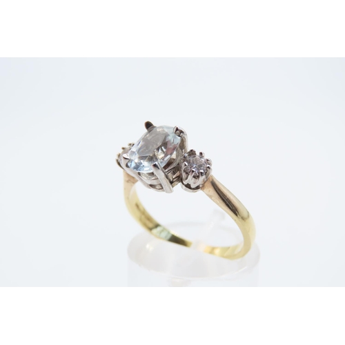 22 - Aquamarine and Diamond Ladies Ring Mounted on 9 Carat Gold Size O