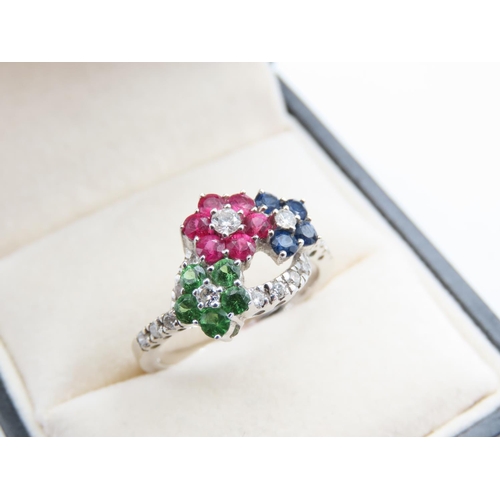 225 - Sapphire Pink Tourmaline and Diamond Set Ladies Ring Platinum Set Mounted on 18 Carat White Gold Rin... 