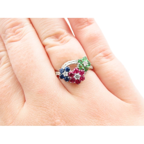 225 - Sapphire Pink Tourmaline and Diamond Set Ladies Ring Platinum Set Mounted on 18 Carat White Gold Rin... 