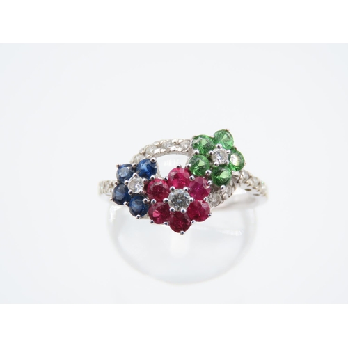 225 - Sapphire Pink Tourmaline and Diamond Set Ladies Ring Platinum Set Mounted on 18 Carat White Gold Rin... 