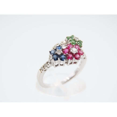 225 - Sapphire Pink Tourmaline and Diamond Set Ladies Ring Platinum Set Mounted on 18 Carat White Gold Rin... 