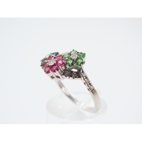 225 - Sapphire Pink Tourmaline and Diamond Set Ladies Ring Platinum Set Mounted on 18 Carat White Gold Rin... 