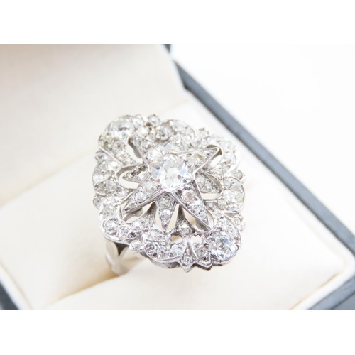 226 - Diamond Cluster Ring Mounted on Platinum Attractively Detailed Ring Size Q and a Half