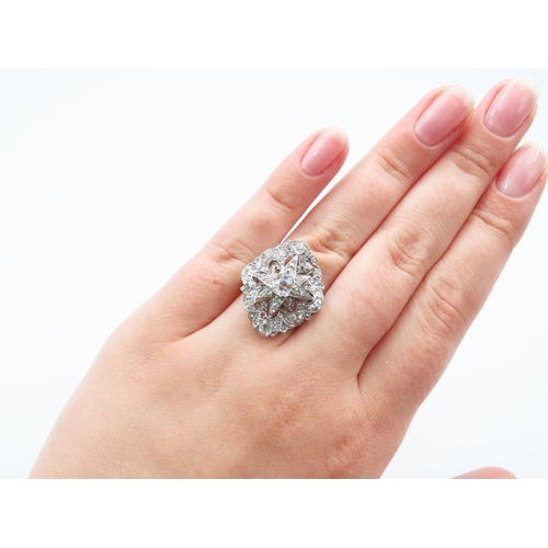 226 - Diamond Cluster Ring Mounted on Platinum Attractively Detailed Ring Size Q and a Half