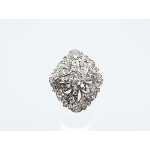 226 - Diamond Cluster Ring Mounted on Platinum Attractively Detailed Ring Size Q and a Half