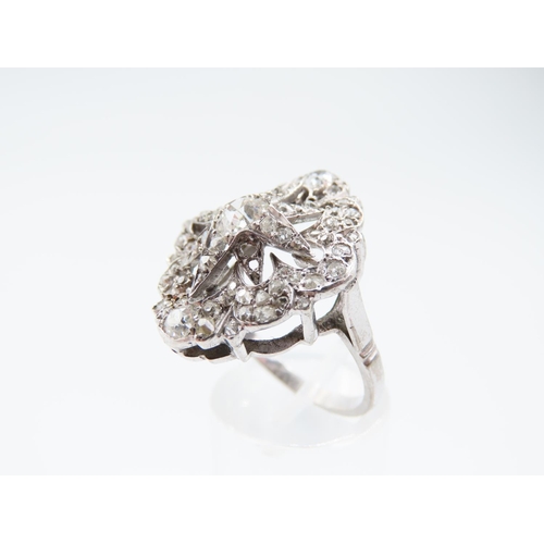 226 - Diamond Cluster Ring Mounted on Platinum Attractively Detailed Ring Size Q and a Half