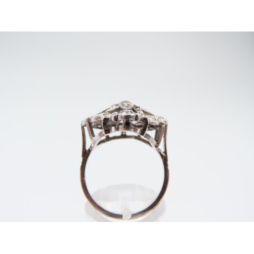 226 - Diamond Cluster Ring Mounted on Platinum Attractively Detailed Ring Size Q and a Half