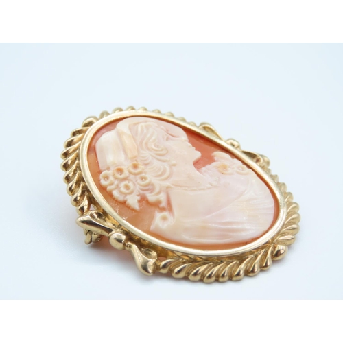 227 - 9 Carat Yellow Gold Band Cameo Brooch Depicting Lady Side Profile 4.5cm High