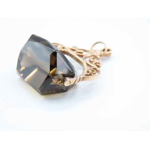 229 - Smokey Quartz Swivel Pendant Mounted in 9 Carat Rose Gold Mount Attractively Detailed 3cm Wide