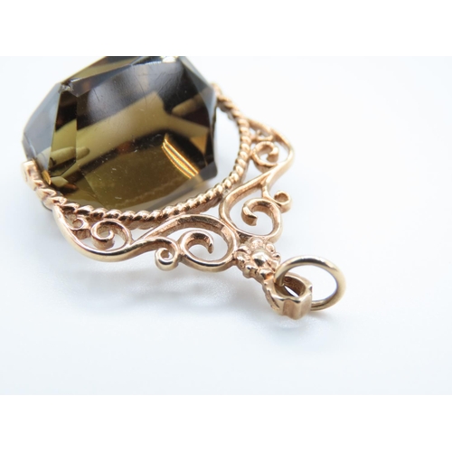 229 - Smokey Quartz Swivel Pendant Mounted in 9 Carat Rose Gold Mount Attractively Detailed 3cm Wide