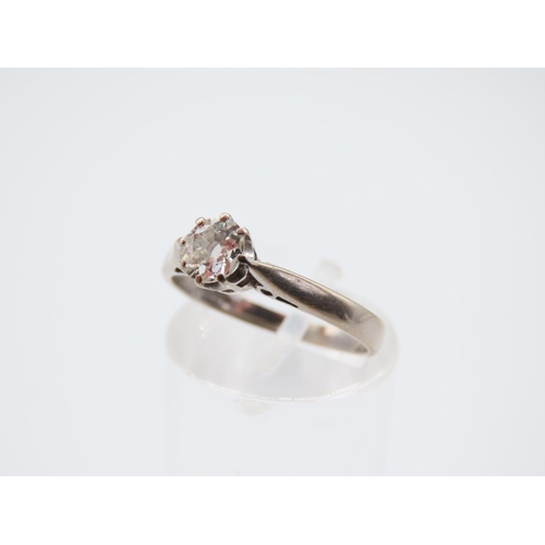 235 - Diamond Solitaire Ring Mounted on 18 Carat White Gold Band Ring Size M