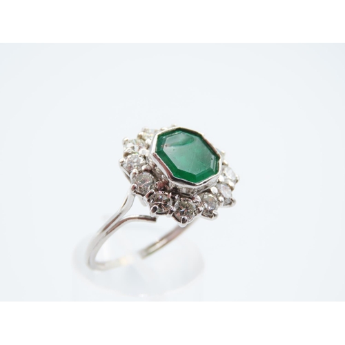 237 - Emerald and Diamond Ladies Cluster Ring Mounted on 18 Carat White Gold Basket Setting Diamonds of Hi... 